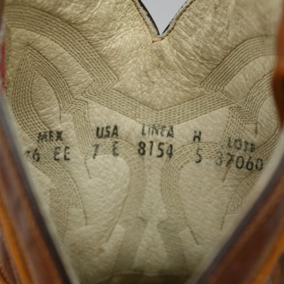 Rudel Men's 7 E Wide Cognac Brown Alligator Gator Leather Western Cowboy Boots - Picture 8 of 10